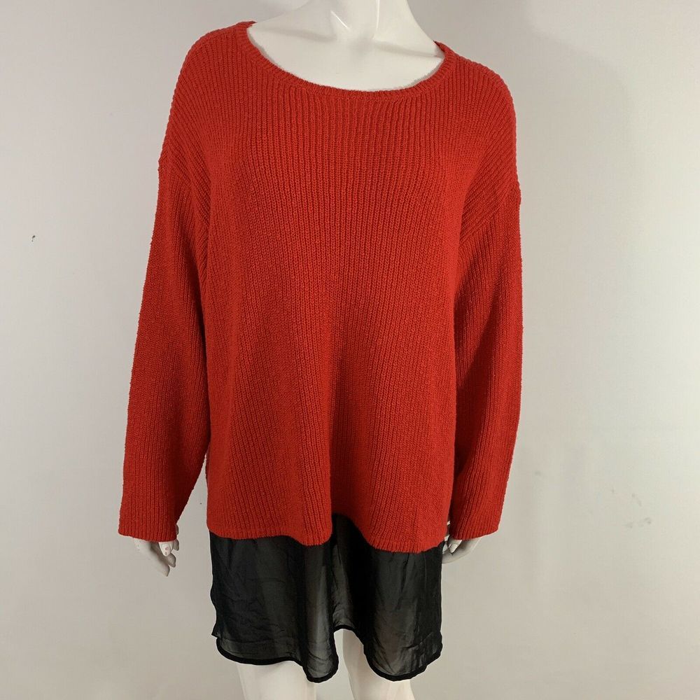 Vince Camuto Red Pullover High Low Tunic Sweater